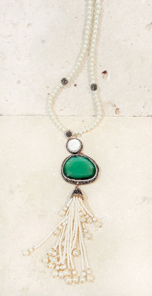 Sautoir en cristal vert