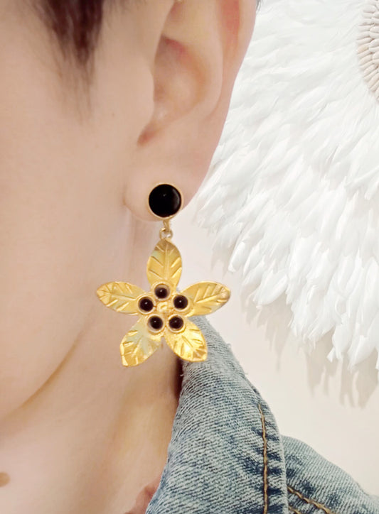 Boucles d'oreille - Fleur noire