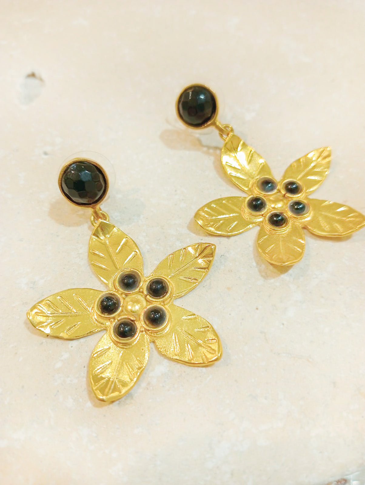 Boucles d'oreille - Fleur noire