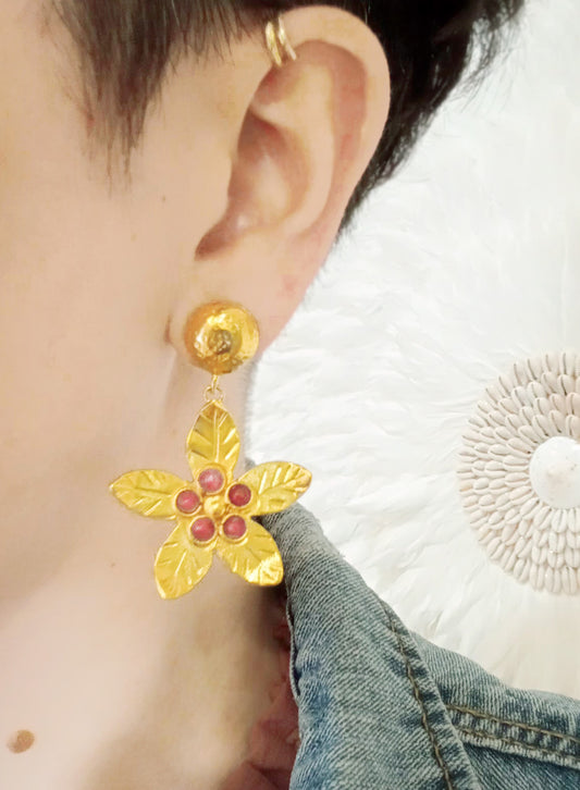 Boucles d'oreille - Fleurs fuchsia